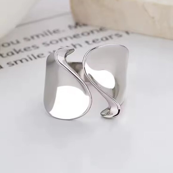 925 Sterling Open Front Twist and Swirl Adjustable Ring #1542 - Picture 4 of 5